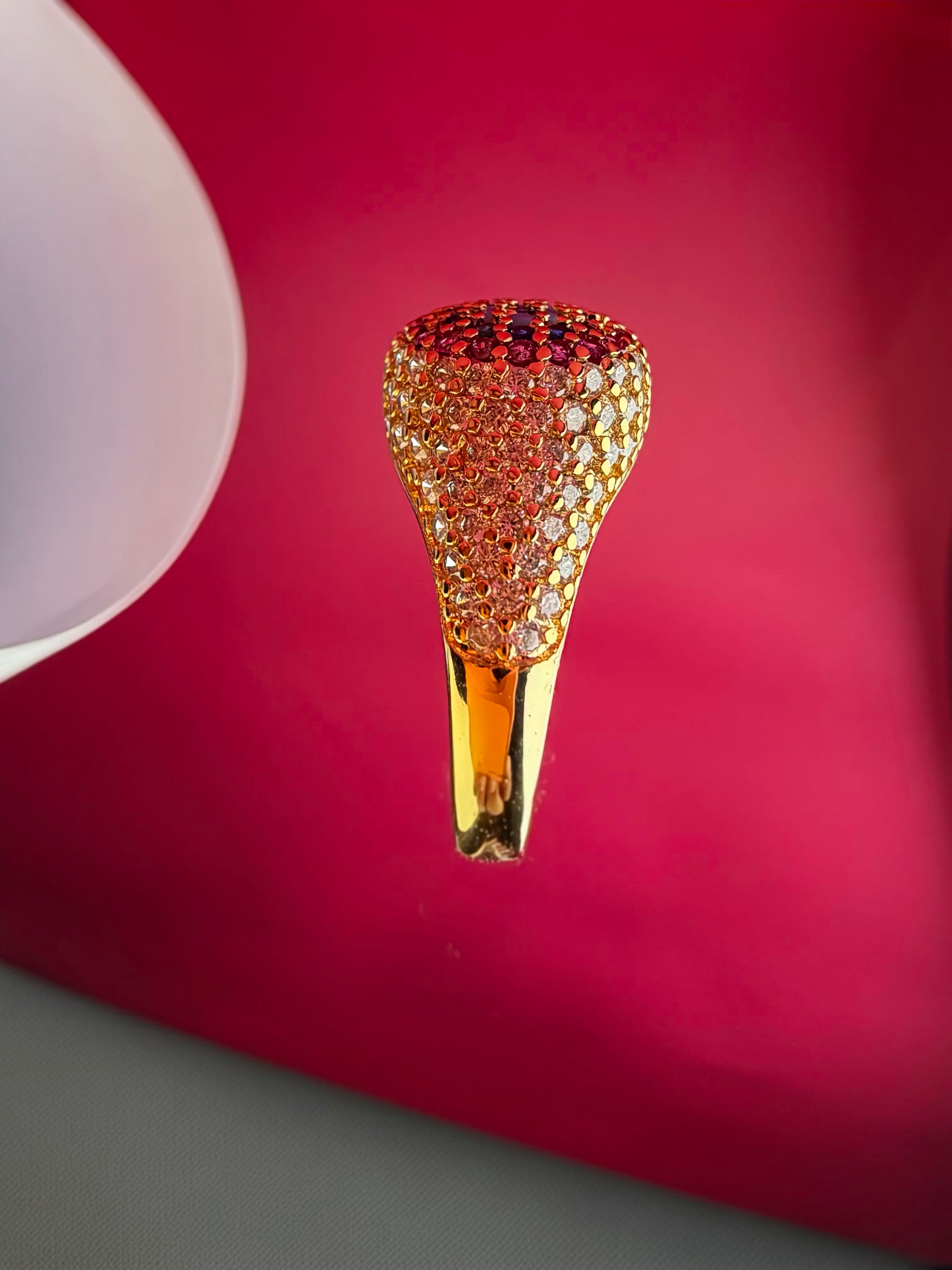 The Mughal Mosaic Dome Ring – Vintage Gold-Tone Stainless Steel Statement Jewelry