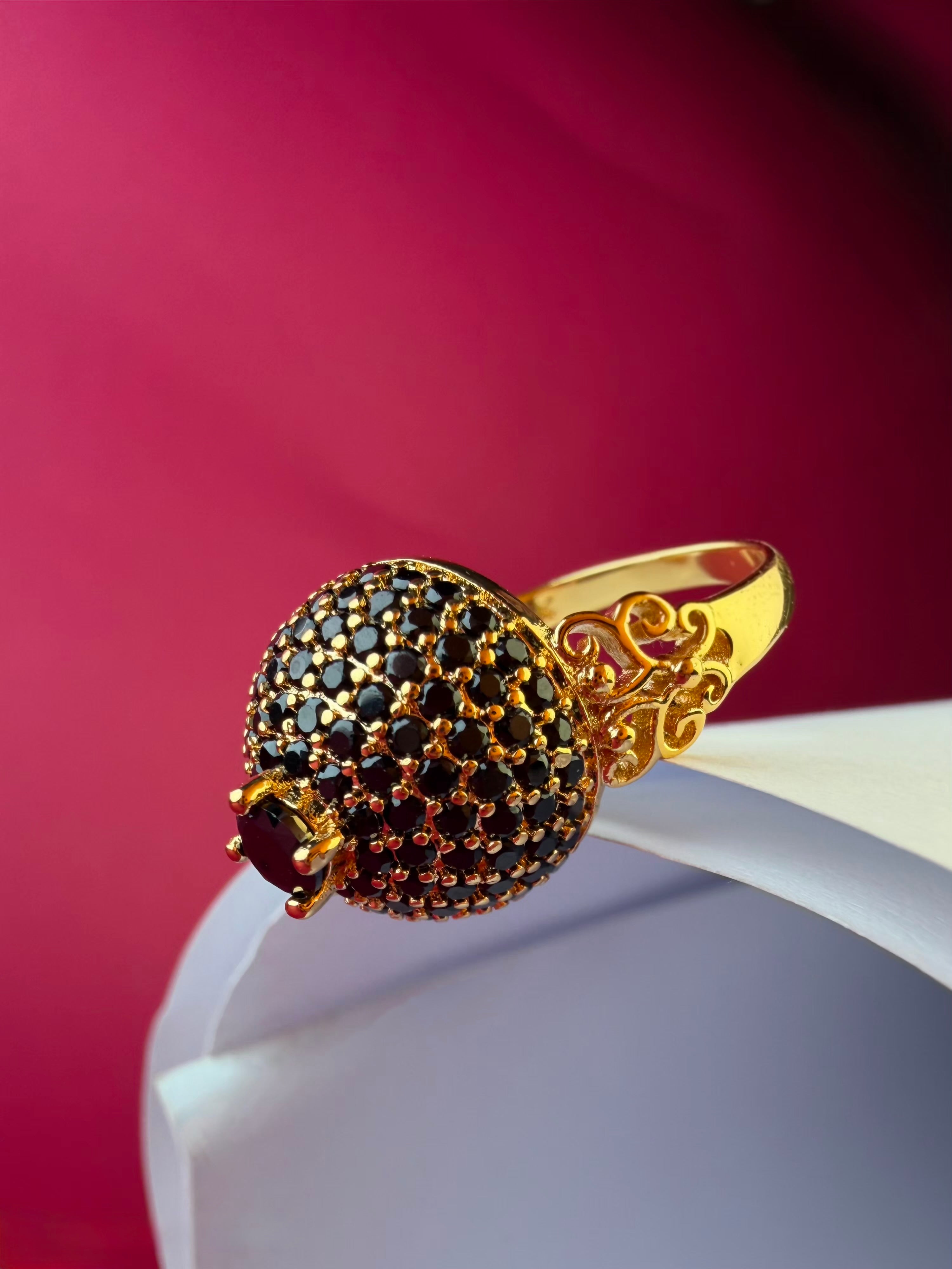 The Mughal Taj Mahal Dome Ring – Vintage Gold-Tone Stainless Steel Filigree Statement Ring