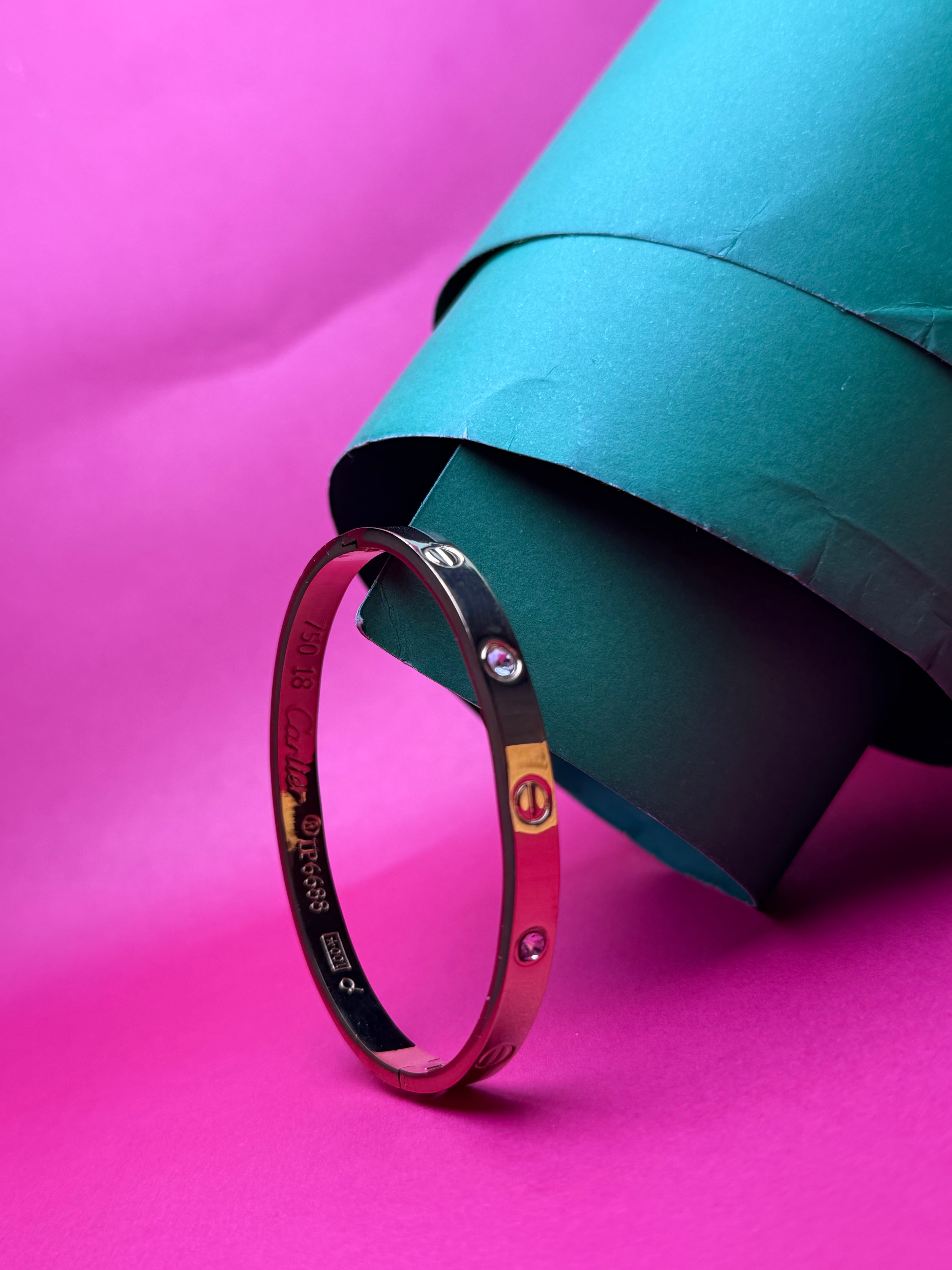 Luxury Inspired Love Bangle – Gold-Tone Screw Motif Bracelet with Shimmering Crystals