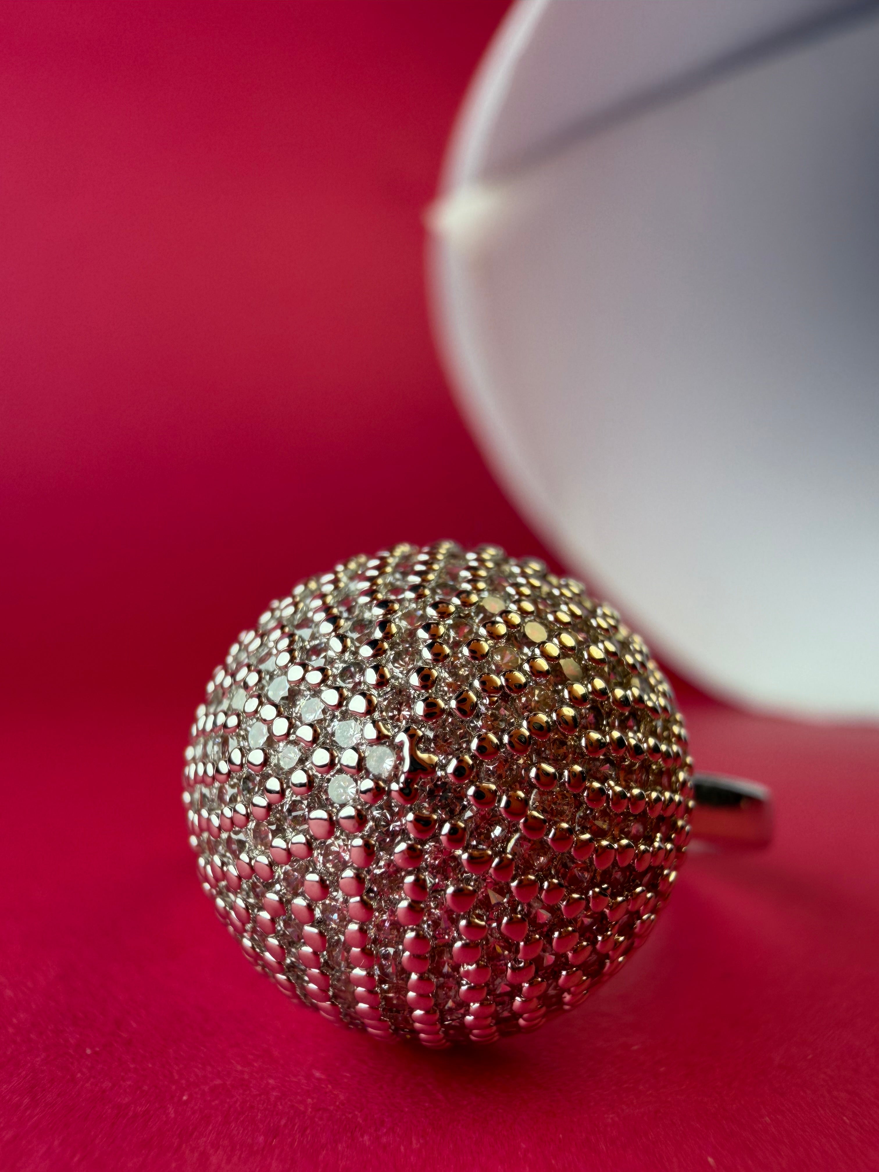 The Silver Zubeida Dome Ring – Platinum-Finish Stainless Steel Crystal Statement Ring