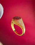 The Mughal Mosaic Dome Ring – Vintage Gold-Tone Stainless Steel Statement Jewelry